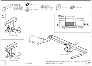 Фаркоп Galia на Volkswagen Passat B7, седан, с 2011 по 2015, универсал, с 2011 по 2015, Alltrack, с 2012, CC, с 2012