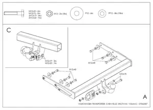 Фаркоп Galia на Volkswagen Transporter T5, с 2003 по 2015, с 2015, (включая Caravelle, Multivan) (включая 4WD, модели с парктрониками)