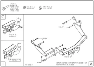 Быстросъёмный фаркоп Galia F083C для Ford Tourneo Connect и Transit Connect