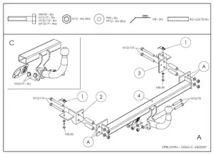 Фаркоп Galia O056A для Opel Zafira A