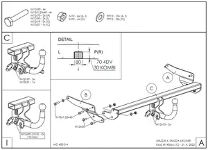 Быстросъёмный фаркоп Galia M140C для Mazda 6