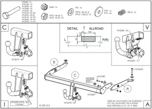 Быстросъёмный вертикальный фаркоп Galia A051V для Audi