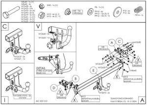 Быстросъёмный вертикальный фаркоп Galia S138V для KGM Korando и SsangYong Korando