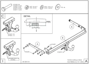 Быстросъёмный вертикальный фаркоп Galia T080V для Toyota Corolla Cross