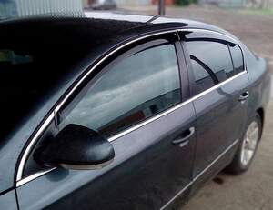 Дефлекторы окон накладные FORD EXPLORER V (2010-) «КОБРА Тюнинг» хром.молдинг