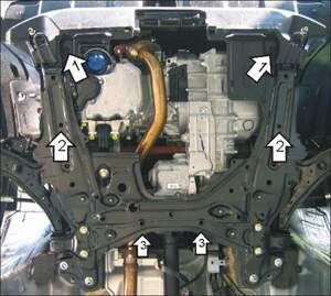 Усиленная защита картера двигателя, КПП (2 мм, сталь) для Honda CR-V III 2006-2012 Усиленная защита картера двигателя, КПП (2 мм, сталь) для Honda CR-V III 2006-2012
