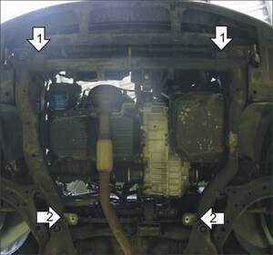 Защита MOTODOR двигателя, переднего дифференциала Hyundai Terracan  2001-2006 Внедорожник