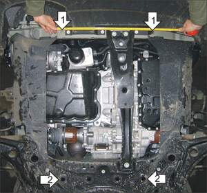 Усиленная защита картера двигателя, КПП (2 мм, сталь) для Jeep Liberty 2007-2013, Jeep Compass 2006-2016