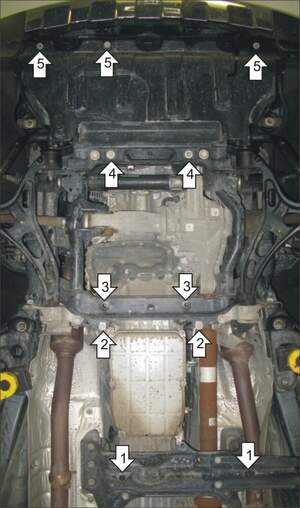 Защита MOTODOR двигателя, переднего дифференциала, КПП, радиатора Jeep Grand Cherokee IV  2010-2013 Внедорожник